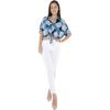 imageWomens Hawaiian Tie Front Crop Top Aloha Shirt in RafelsiaPacific Palm Navy
