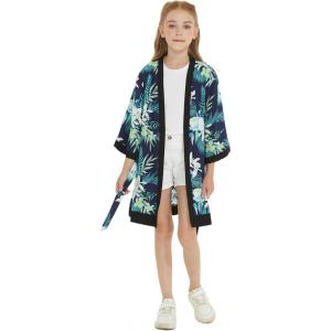 imageGirl Hawaiian Beach Luau Wrap Kimono Dress in Orchid Breeze NavyNavy
