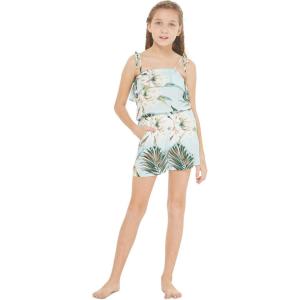 imageGirl Hawaiian Ruffle Top Jumpsuit Romper in Day Dream BloomWispy Cereus Light Blue