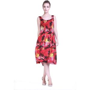 imageWomens Hawaiian Tank Elastic Luau Dress in Sunset PatternsSunset Red