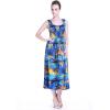 imageCouple Matching Hawaiian Luau Aloha Shirt Maxi Tank Dress in SunBlueSunset Blue