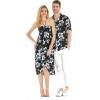 imageCouple Matching Hawaiian Luau Party Outfit Set Shirt Dress in Black RafelsiaMidnight Bloom