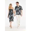 imageCouple Matching Hawaiian Luau Party Outfit Set Shirt Dress in Black RafelsiaMidnight Bloom