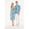 imageCouple Matching Hawaiian Luau Party Outfit Set Shirt Dress in Black RafelsiaSimply Blue Leaves