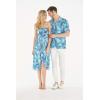 imageCouple Matching Hawaiian Luau Party Outfit Set Shirt Dress in Black RafelsiaSimply Blue Leaves