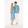 imageCouple Matching Hawaiian Luau Party Outfit Set Shirt Dress in Black RafelsiaSimply Blue Leaves