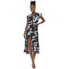 imageWomens Hawaiian Luau Wrap Ruffle Dress in BloomMidnight Bloom