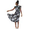 imageWomens Hawaiian Luau Wrap Ruffle Dress in BloomMidnight Bloom