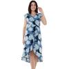 imageWomens Hawaiian Luau Wrap Ruffle Dress in Pacific PalmPacific Palm Navy