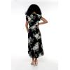 imageWomens Hawaiian Luau Wrap Ruffle Dress in Pineapple GardenPineapple Garden Black