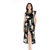 imageWomens Hawaiian Luau Wrap Ruffle Dress in Wispy CereusWispy Cereus Black