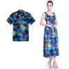 imageCouple Matching Hawaiian Luau Aloha Shirt Maxi Tank Dress in SunBlueSunset Blue