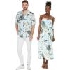 imageMatchable Couple Hawaiian Luau Shirt or Maxi Ruffle Dress in Wispy Cereus Light BlueMen Wispy Cereus Light Blue