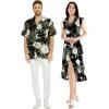 imageMatchable Couple Hawaiian Luau Shirt or Wrap Ruffle Dress in Wispy Cereus BlackWomen Wispy Cereus Black