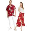 imageMatchable Couple Hawaiian Luau Shirt or Wrap Skirt in Pineapple Garden BurgundyWomen Pineapple Garden Burgundy