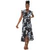 imageWomens Hawaiian Luau Wrap Ruffle Dress in BloomMidnight Bloom