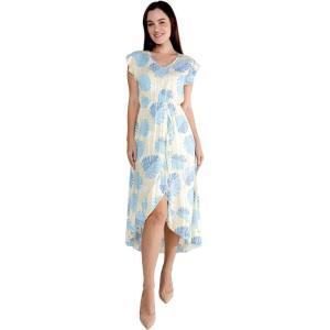 imageWomens Hawaiian Luau Wrap Ruffle Dress in Pacific PalmPacific Palm Cream