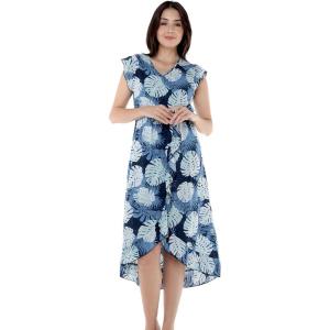 imageWomens Hawaiian Luau Wrap Ruffle Dress in Pacific PalmPacific Palm Navy