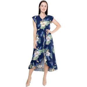 imageWomens Hawaiian Luau Wrap Ruffle Dress in Pineapple GardenPineapple Garden Navy