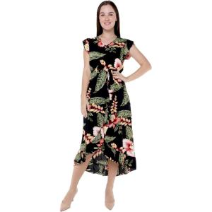 imageWomens Hawaiian Luau Wrap Ruffle Dress in RafelsiaBlack Rafelsia