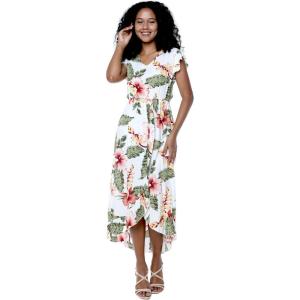 imageWomens Hawaiian Luau Wrap Ruffle Dress in RafelsiaCream Rafelsia