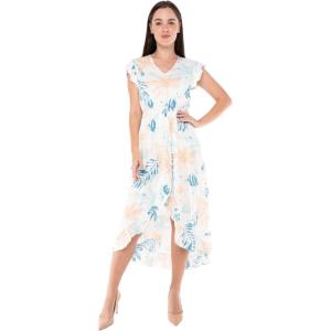 imageWomens Hawaiian Luau Wrap Ruffle Dress in Wispy CereusSandy Beach White