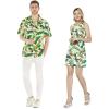 imageCouple Matching Hawaiian Luau Cruise Christmas Outfit Shirt Dress Flamingo in LoveBird of Paradise White