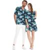 imageMatchable Couple Hawaiian Luau Shirt or 34 Sleeve Ruffle Dress in Orchid BreezeWomen Orchid Breeze Navy