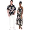 imageMatchable Couple Hawaiian Luau Shirt or Maxi Ruffle Dress in Hibiscus BlackWomen Hibiscus Black