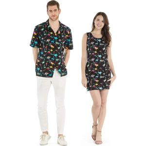 imageCouple Matching Hawaiian Luau Cruise Christmas Outfit Shirt Dress Flamingo in LoveFlamingo Party Black