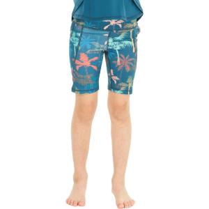 imageGirls Hawaiian Athletic Sportswear Bike Shorts in Floral PatternsCrayon Palms Green