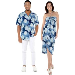 imageMatchable Couple Hawaiian Luau Shirt or Butterfly Dress in Pacific Palm NavyWomen Pacific Palm Navy Navy