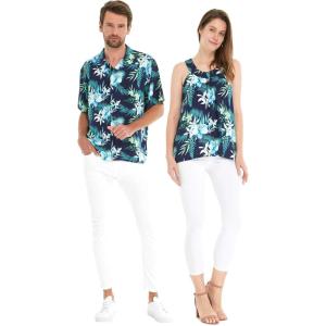 imageMatchable Couple Hawaiian Luau Shirt or Tank Top in Orchid BreezeMen Orchid Breeze Navy