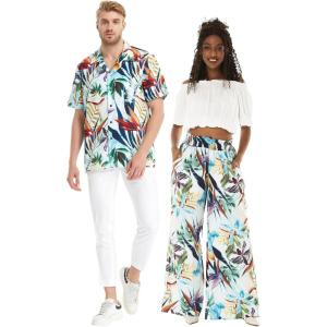 imageMatchable Couple Hawaiian Luau Shirt or Wide Legged Pants with Pockets in Lost in ParadiseMen Lost in Paradise