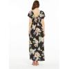 imageCouple Matching Hawaiian Luau Aloha Shirt Maxi Ruffle Sleeve Dress in HibiscusHibiscus Set Black