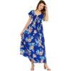 imageCouple Matching Hawaiian Luau Aloha Shirt Maxi Ruffle Sleeve Dress in HibiscusHibiscus Set Blue