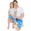 imageFather Son Matching Hawaiian Beach Board Shorts Swimwear Spandex in Classis Hibiscus PrintClassic Hibiscus in Blue
