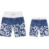 imageFather Son Matching Hawaiian Beach Board Shorts Swimwear Spandex in Classis Hibiscus PrintClassic Hibiscus in Navy