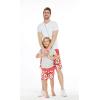 imageFather Son Matching Hawaiian Beach Board Shorts Swimwear Spandex in Classis Hibiscus PrintClassic Hibiscus in Red
