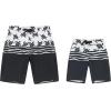 imageFather Son Matching Hawaiian Beach Board Shorts Swimwear Spandex in Classis Hibiscus PrintHonu Turtles in Black