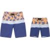 imageFather Son Matching Hawaiian Beach Board Shorts Swimwear Spandex in Classis Hibiscus PrintHonu Turtles in Navy