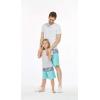imageFather Son Matching Hawaiian Beach Board Shorts Swimwear Spandex in Classis Hibiscus PrintHonu Turtles in Turquoise