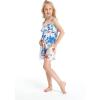 imageGirl Hawaiian Ruffle Top Jumpsuit Romper in Sunset Neon PastelFlowering Koi Blue