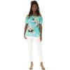 imageMatchable Family Hawaiian Luau Men Women Girl Boy Clothes in Pineapple Garden TurquoiseWomen Offshoulder Ruffle Top
