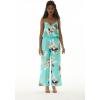imageMatchable Family Hawaiian Luau Men Women Girl Boy Clothes in Pineapple Garden TurquoiseWomen V Neck Jumpsuit