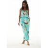 imageMatchable Family Hawaiian Luau Men Women Girl Boy Clothes in Pineapple Garden TurquoiseWomen V Neck Jumpsuit