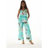 imageMatchable Family Hawaiian Luau Men Women Girl Boy Clothes in Pineapple Garden TurquoiseWomen V Neck Jumpsuit