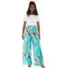 imageMatchable Family Hawaiian Luau Men Women Girl Boy Clothes in Pineapple Garden TurquoiseWomen Wide Leg Pants