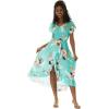 imageMatchable Family Hawaiian Luau Men Women Girl Boy Clothes in Pineapple Garden TurquoiseWomen Wrap Ruffle