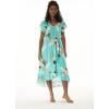 imageMatchable Family Hawaiian Luau Men Women Girl Boy Clothes in Pineapple Garden TurquoiseWomen Wrap Ruffle